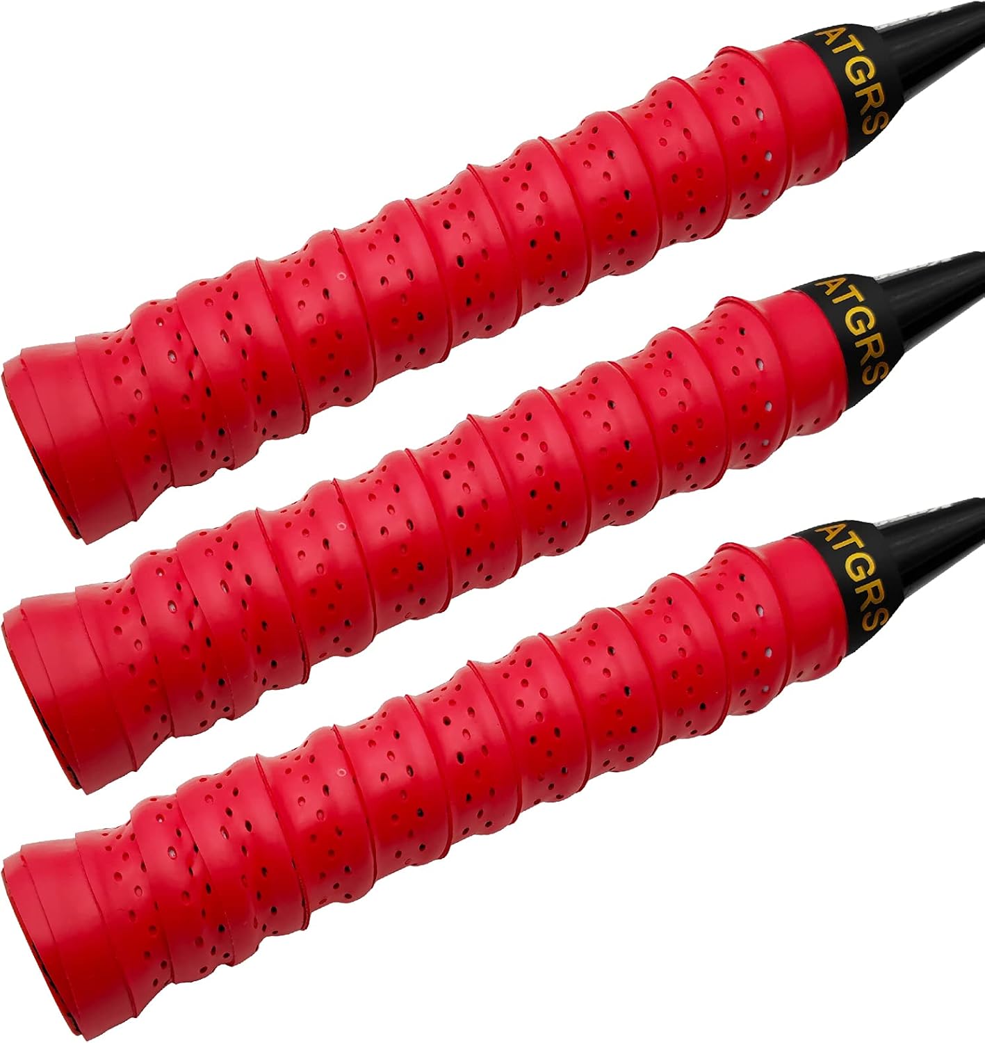 Tennis Grip Tacky Tennis Racket Grip Tape Absorbent Anti-Slip Tennis Overgrip for Tennis Badminton Pickleball Racquet Handle Grip with Damping Ridges Overgrips (Red)