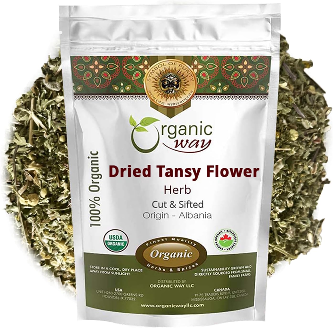 Organic Way Dried Tansy Flower Herb Tea Cut & Sifted | European Wild-Crafted | Organic & Kosher Certified | Vegan, Non GMO & Gluten Free | USDA Certified | Origin - Albania (4 Oz)