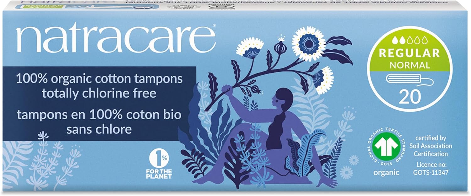 NATRACARE Organic All Cotton - Regular - Non-Applicator Tampons, 20 Count