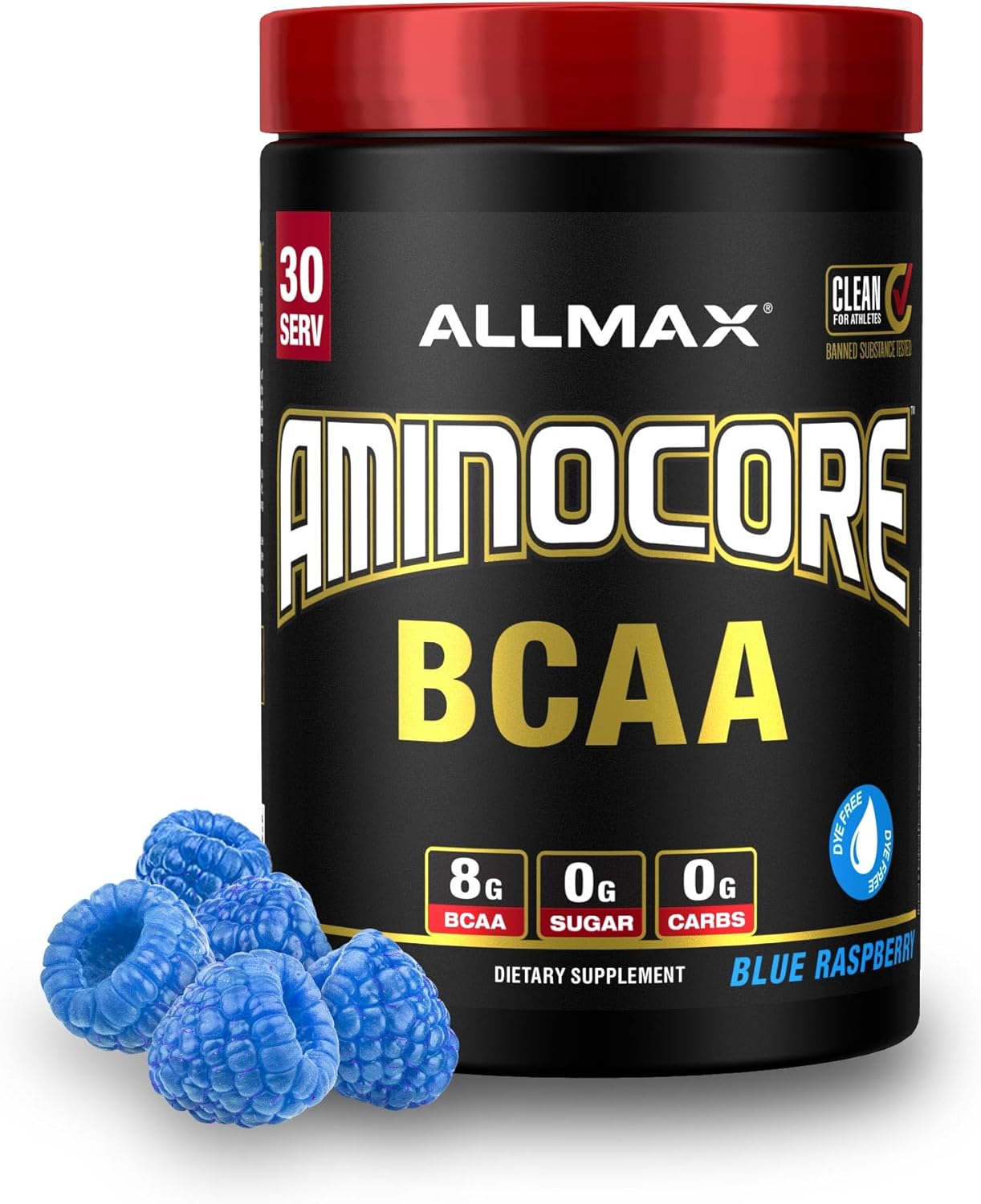 ALLMAX AMINOCORE BCAA Powder for Workout Muscle Recovery & Increased Endurance - Sugar Free, No Fillers 8.18 Grams Bcaas Amino Acids, B Vitamins for Women and Men - 30 Servings | Blue Raspberry, 345g