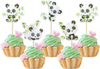 Rsstarxi 36 Pack Panda Cupcake Toppers Green Bamboo Cute Baby Panda Bear Cupcake Picks Decorations for Panda Theme Baby Shower Kids Birthday Party Cake Decorations