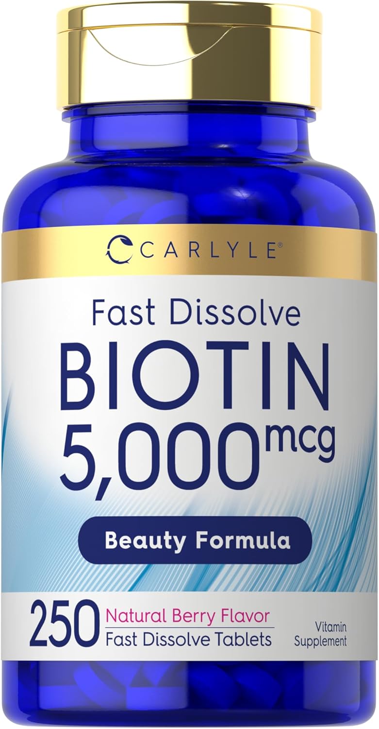 Carlyle Biotin 5000mcg | 250 Fast Dissolve Tablets | Supplement for Men and Women | Vegetarian, Non-GMO, Gluten Free