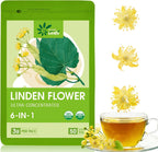 EnrychLeafo Linden Flower Tea Bags for Relaxation and Mood Support with Passion Flower & Chamomile - Support Restful Sleep for Women & Men - Coffee Alternative, Non-GMO, Gluten Free - 50 Teabags