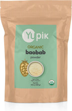 Yupik Organic Baobab Powder 8.8 oz, USDA Certified, Non-GMO, Vegan, Gluten-Free, Kosher, High in Fiber, Tart Superfood for Smoothies, Juices & Baking