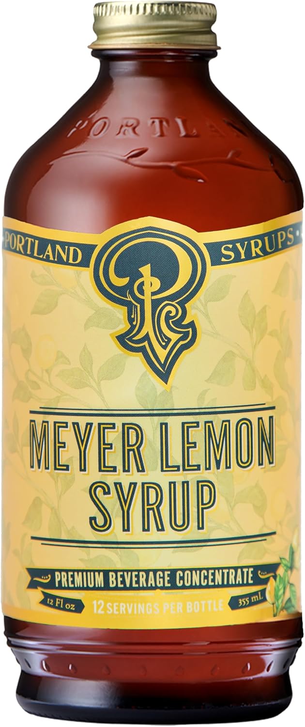 Portland Syrups Meyer Lemon Syrup - Premium Beverage Concentrate for Delicious Cocktails, Tea, Soda, Coffee Drinks, Baking, and More - 12 oz with 12 Servings (Pack of 1)
