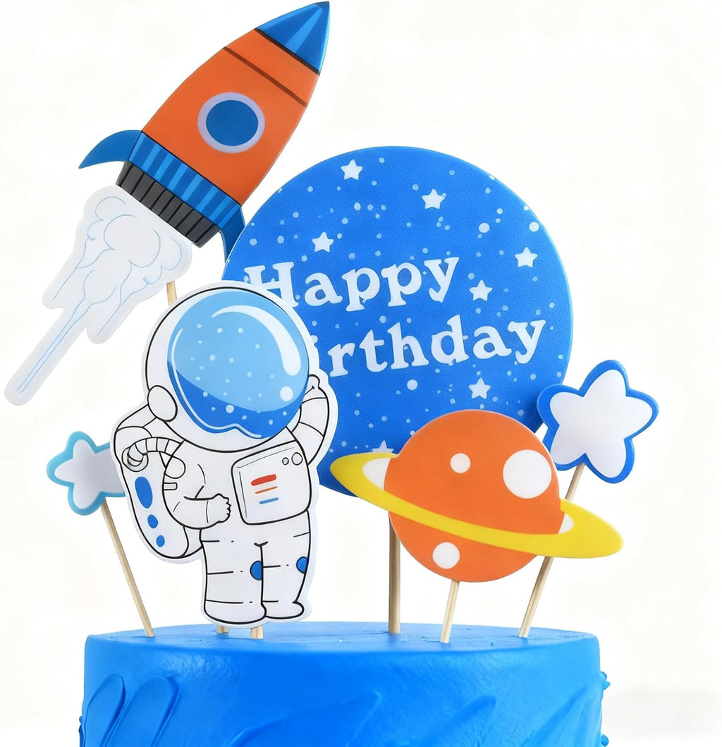 10 sets of astronaut theme birthday cake decorations - astronaut rocket planet cake decoration material package - suitable for baby and children's space birthday party supplies