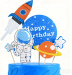 10 sets of astronaut theme birthday cake decorations - astronaut rocket planet cake decoration material package - suitable for baby and children's space birthday party supplies