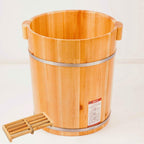 Wooden Foot Basin, Solid Wood Foot Tub, Wooden Bucket Foot Bath with Massage, Pedicure Barrel for Foot Bath, Soak, Massage, Spa, Sauna,H 40cm (Color : 2, Size : Height 40cm)