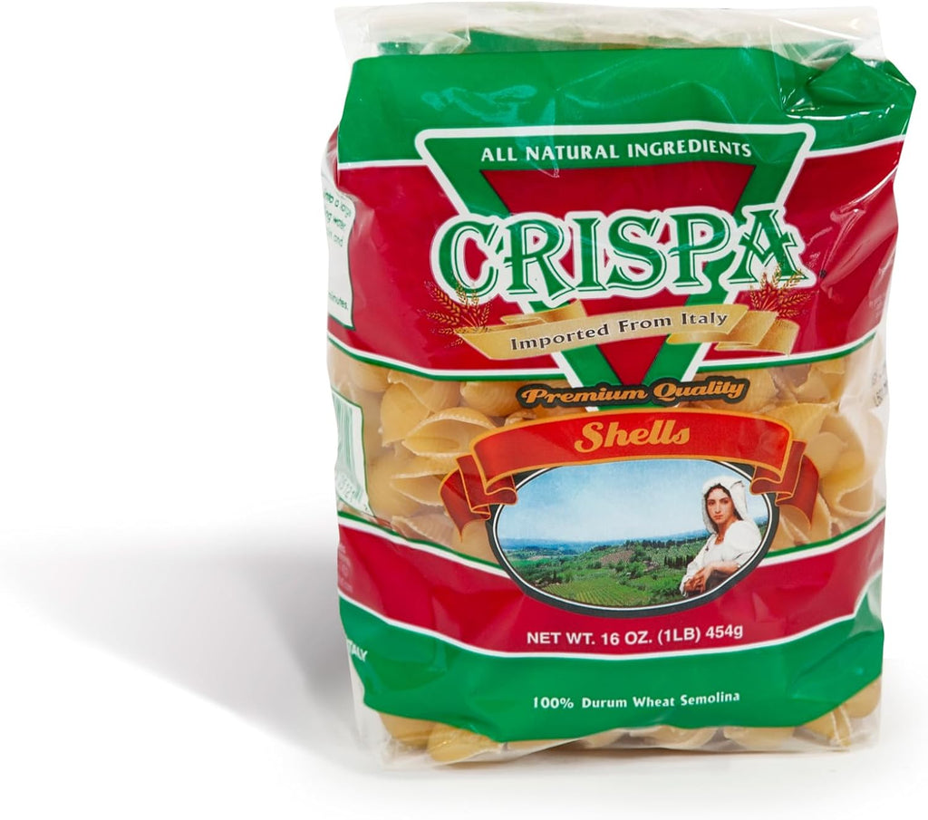 CRISPA Pasta Shells | Authentic Conchiglie Pasta | Premium Durum Wheat, Imported Italian Pasta | All Natural | 16 oz (1 lb) Family Pack