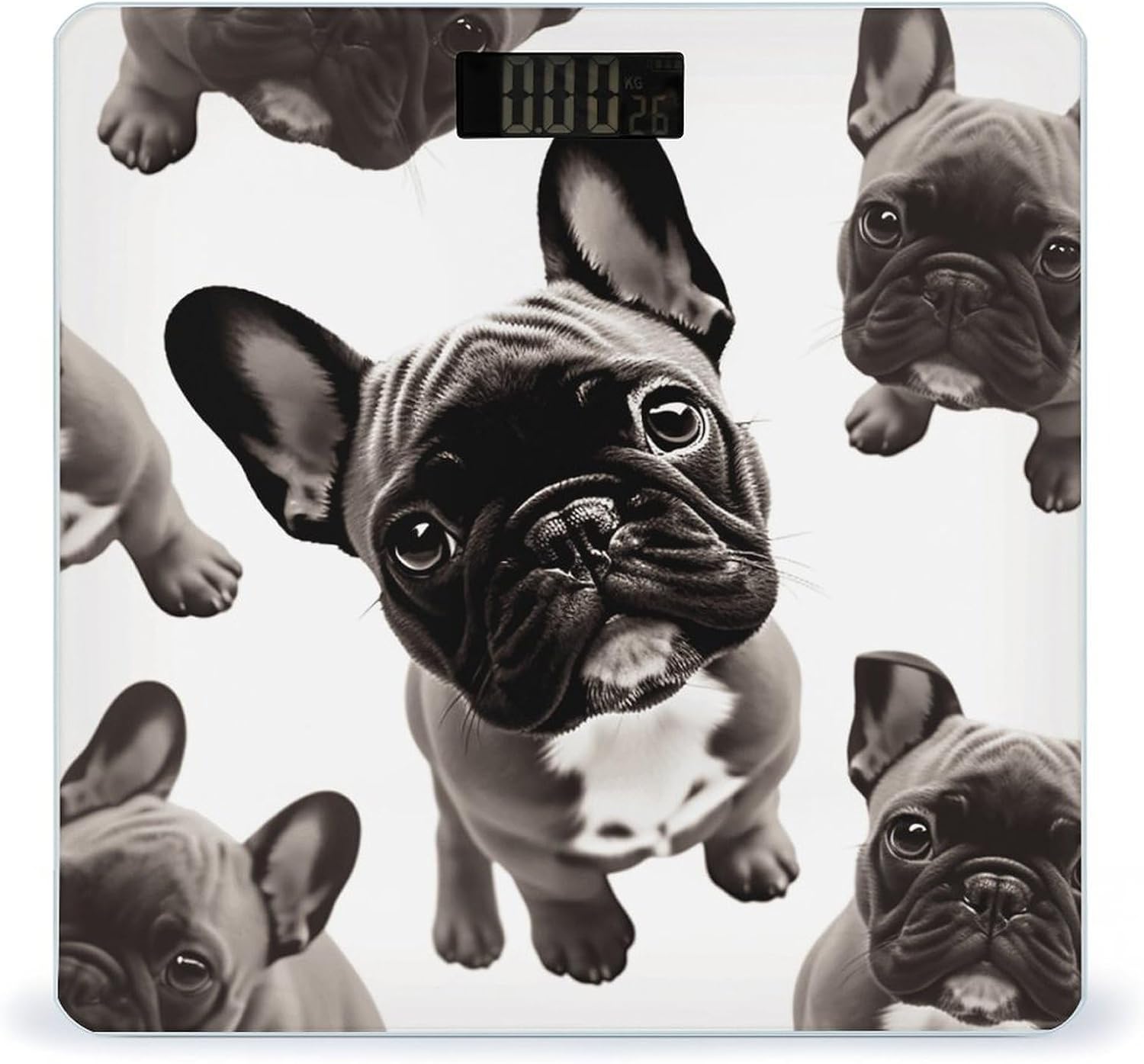 French Bulldog Bathroom Scale Rounded Smart Scale for Body Weight Automatic Power On/Off Weight Scales Accurate Bathroom Digital Scales for Pet Home Bedroom Kitchen