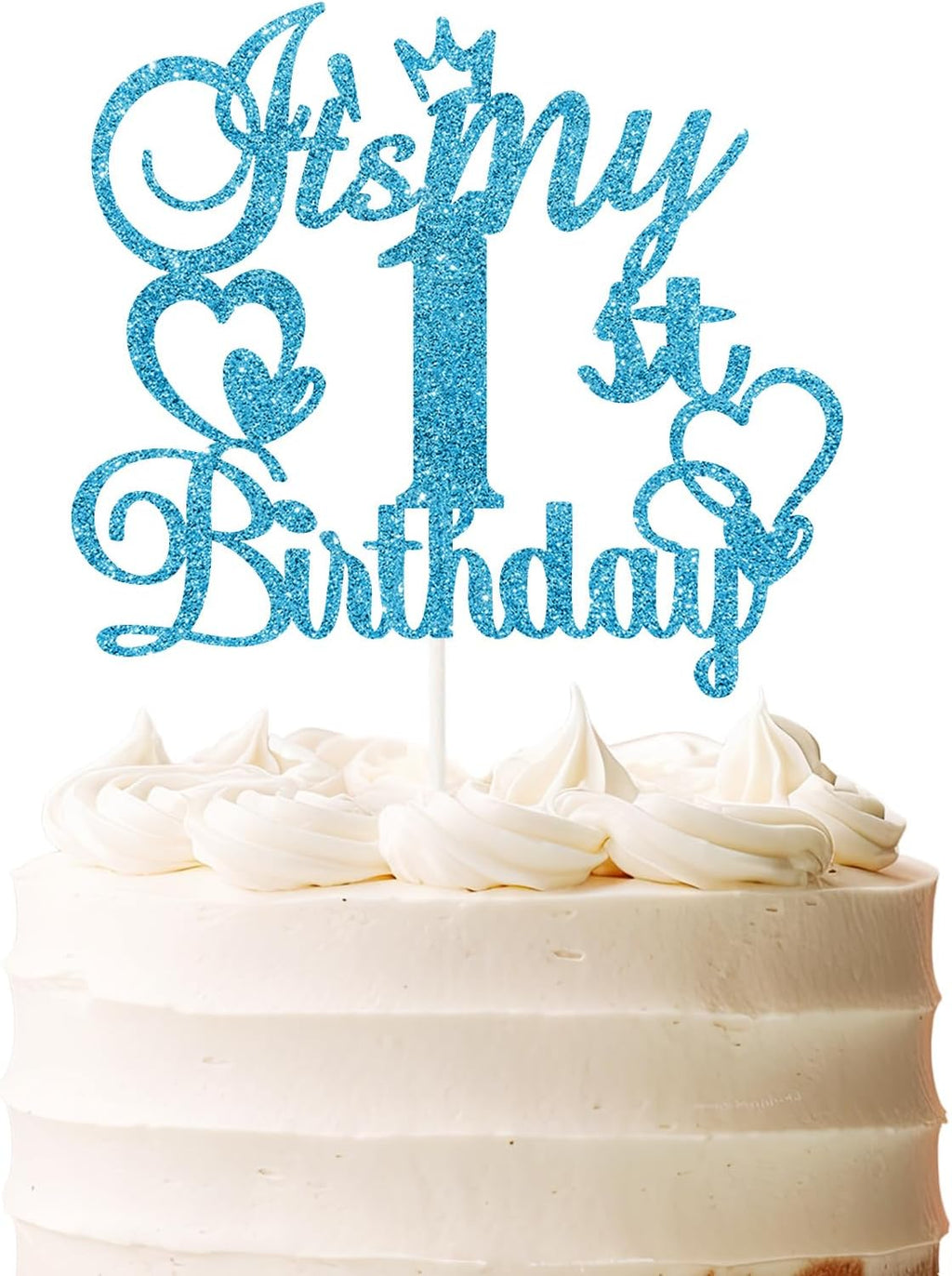 It's My 1st Birthday Cake Topper - Blue Glitter Happy First Birthday Cake Decor - Children's Cheers to One Year Old Birthday Party Supplies