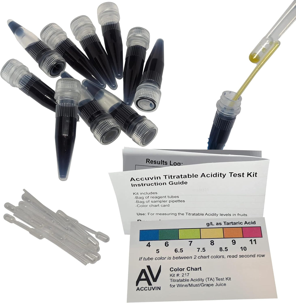 Wine/Must/Grape Juice Titratable Acidity Test Kit, 4.0-11.0 g/L Tartaric Acid [10 Tests]