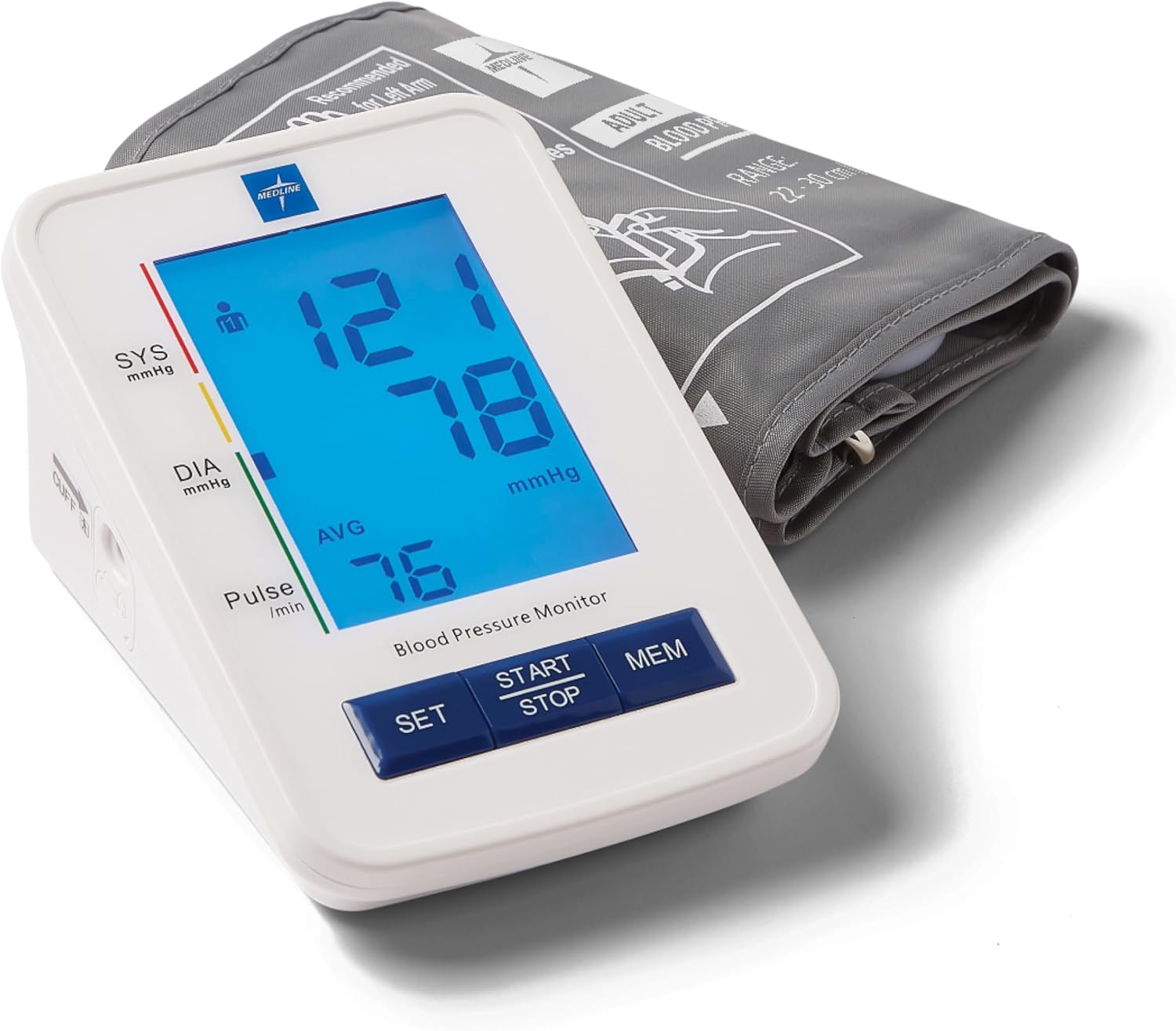 Medline digital Blood Pressure Monitor, Adult Upper Arm Cuff, Digital LCD Display, Stores Up To 90 Readings, Batteries includedes
