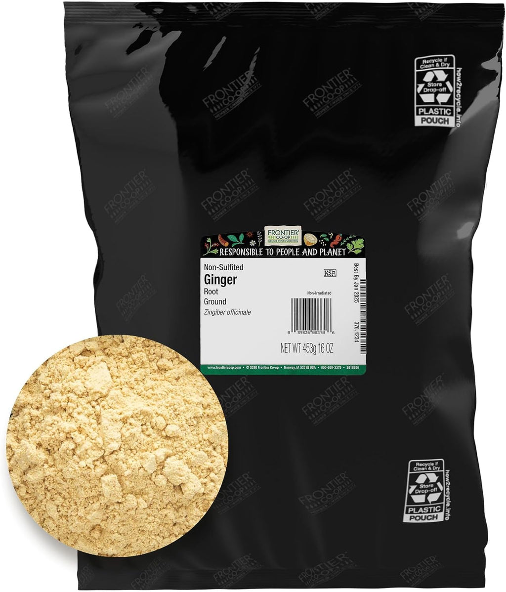Frontier Co-op Ginger Root Ground, Kosher, Bulk Spice, Sustainably Grown | 16 Ounce (Pack of 1)