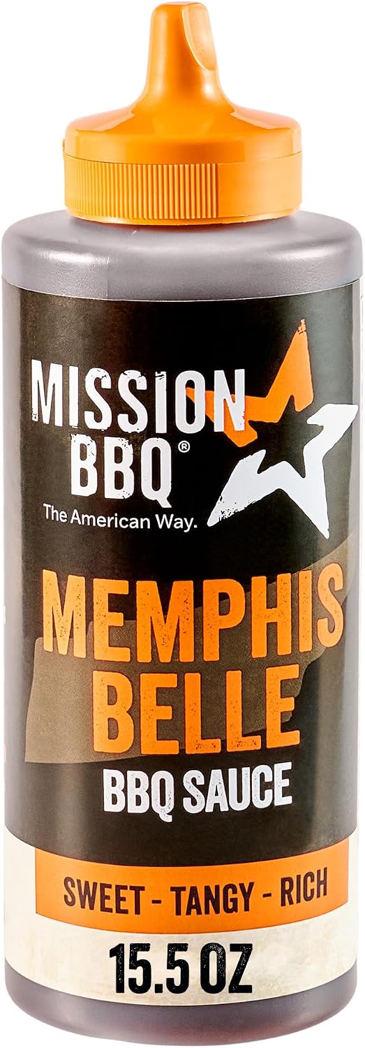 MISSION BBQ BBQ Sauce, Memphis Belle, A Memphis Style Barbecue Sauce That Is Perfect For Adding A Sweet, Tangy, Smoky Flavor to Chicken, Brisket, Ribs and More, 15.5 oz