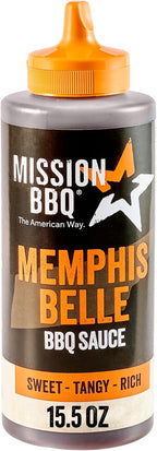 MISSION BBQ BBQ Sauce, Memphis Belle, A Memphis Style Barbecue Sauce That Is Perfect For Adding A Sweet, Tangy, Smoky Flavor to Chicken, Brisket, Ribs and More, 15.5 oz