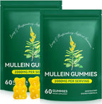 Mullein Gummies for Lung Detox, 2000mg Mullein Leaf Extract for Respiratory & Digestive & Immune Support w/Quercetin, Bromelain, Elderberry & Marshmallow, Vegan 120 Gummies (2 packs 120 gummies)