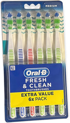 Oral-B Toothbrushes Fresh & Clean Medium 6 Count, 6 Count