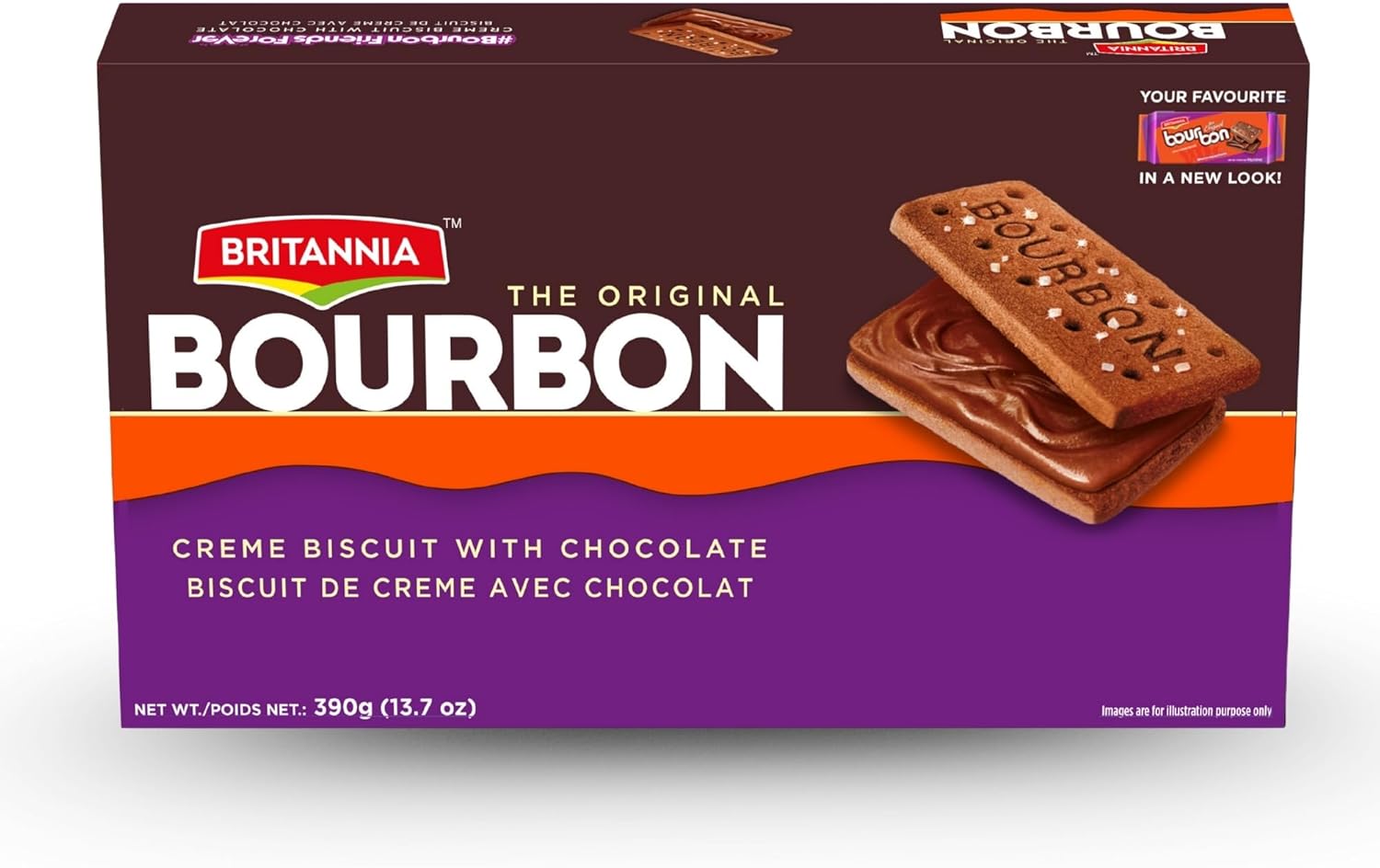 Britannia The Original Bourbon Chocolate Crème Biscuits, Classic Chocolate Sandwich Cookies, 390g (13.7 oz)