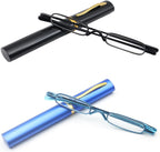 Mini Slim Pen Reading Glasses with Portable Clip Case Small Pocket Readers Men Women