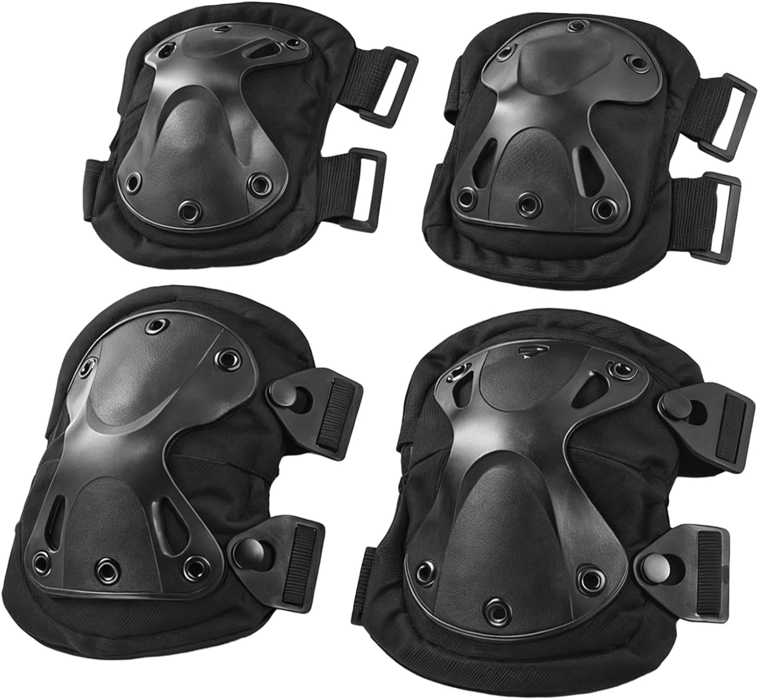 4 Pcs Tactical Knee and Elbow Pads Set, Long-lasting Adjustable Protective Gear for Outdoor Sports, Cycling, Skateboarding, Paintball, Airsoft