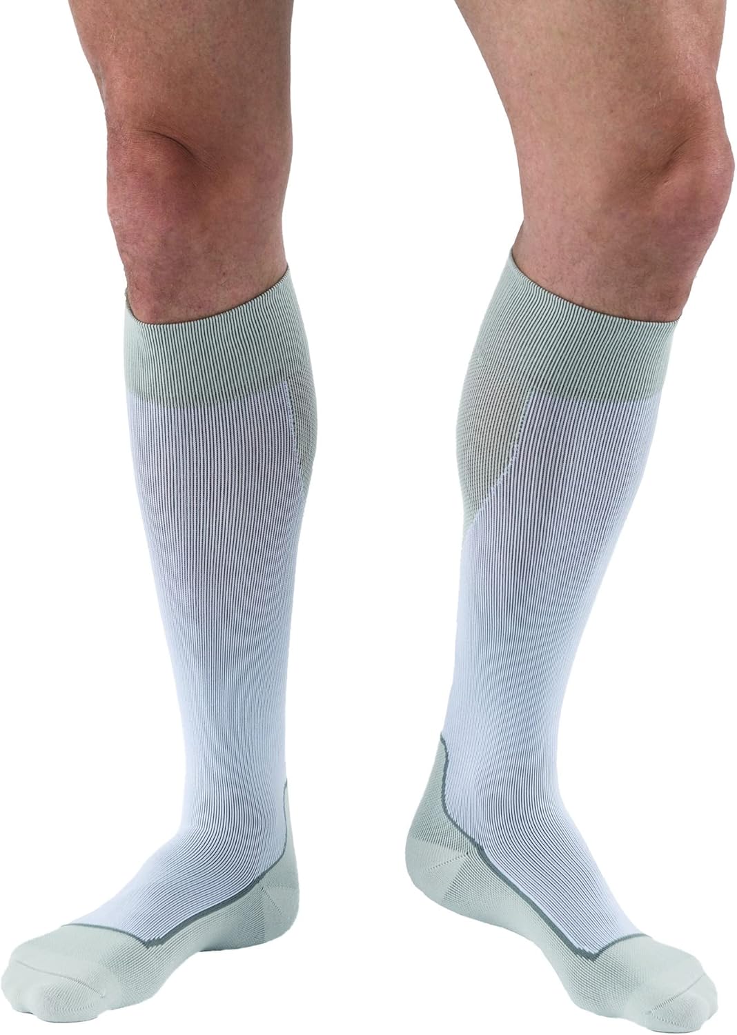 JOBST 7528902 Sport Compression Sock, Knee High, 15-20mmHg, White/Grey, Large