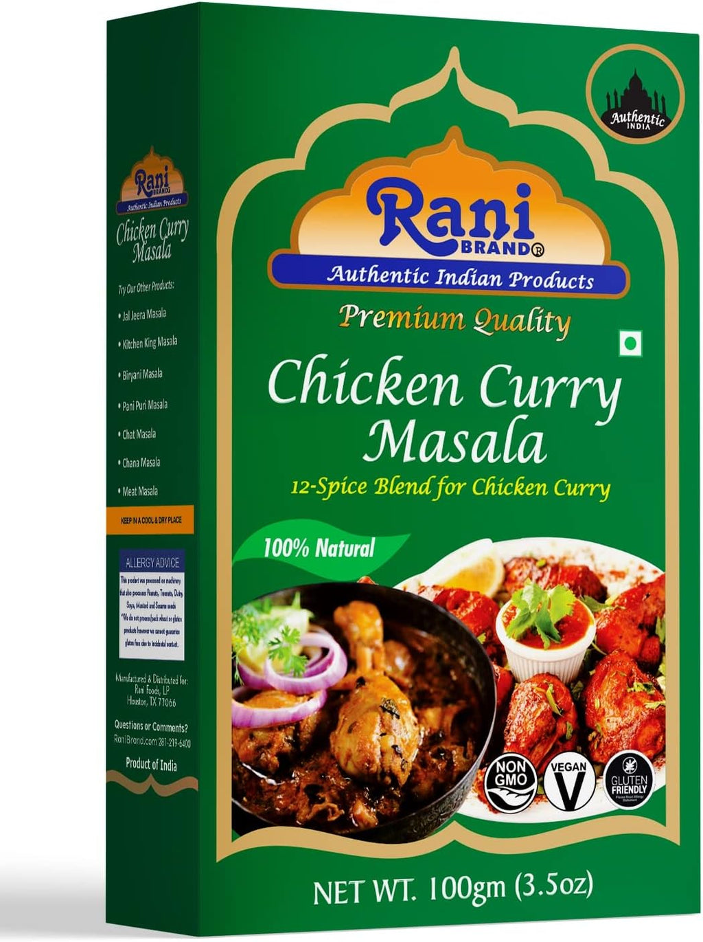 Rani Chicken Curry Masala (Indian 13-Spice Blend for Chicken) 3.5oz (100g) ~ All Natural | Vegan | No Colors | Gluten Friendly | NON-GMO | Indian Origin