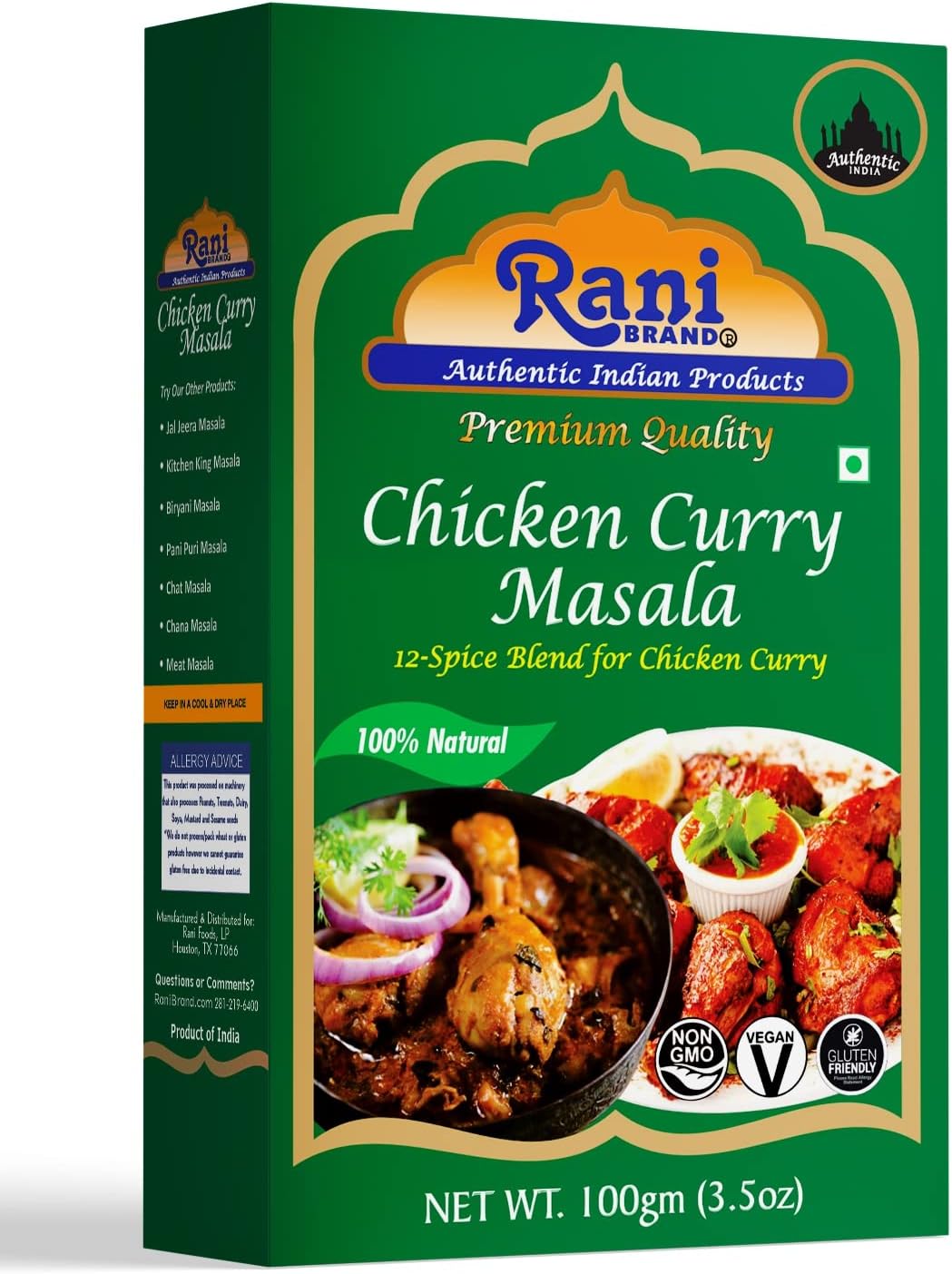Rani Chicken Curry Masala (Indian 13-Spice Blend for Chicken) 3.5oz (100g) ~ All Natural | Vegan | No Colors | Gluten Friendly | NON-GMO | Indian Origin