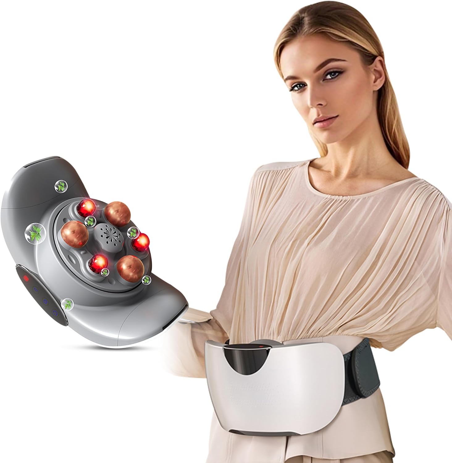 Automatic Abdominal Massager, Bianstone Belly Rubbing Instrument, Dual-use for Waist and Abdomen, Positive and Negative Massage, Flatulence Relief, Promote Intestinal Peristalsis (White)