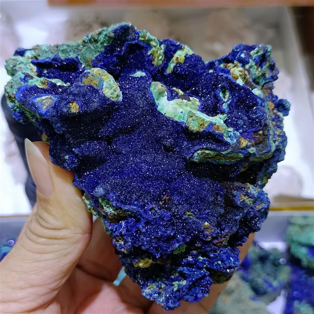 KatLin Natural Stone Natural Azurite symbiotic Malachite Quartz Crystal Mineral Specimen Home Office(Size:50-70g)