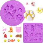 Cat Silicone Molds Cat Paw Chocolate Molds for Cartoon Animal Baking Mold for Candy Gumpaste Cupcake Cake Decorating Polymer Resin Set of 2