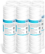 Membrane Solutions 10 Micron 10"x2.5" String Wound Whole House Water Filter Replacement Cartridge Universal Sediment Filters for Well Water - 6 Pack
