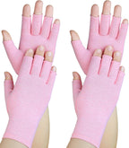 2 Pairs Arthritis Gloves, Hand Compression Gloves for Rheumatoid, Pain Relief, Carpal Tunnel, Swelling, Joint Support, Driving Fingerless Gloves for Women Men (Pink, Large)