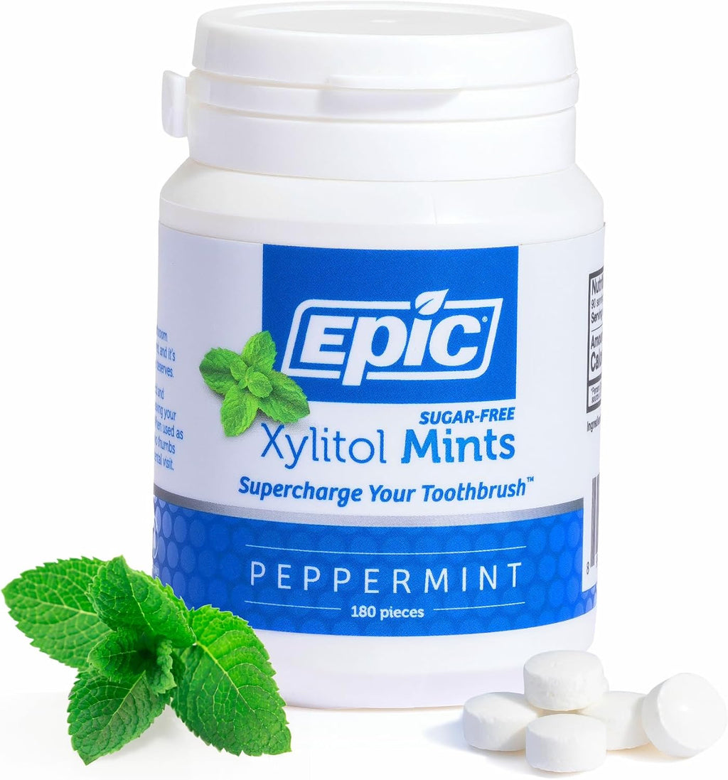Epic 100% Xylitol Mints - Aspartame Free, Sugar Free - Peppermint Flavored Mints, 180 Pieces (Pack of 1)