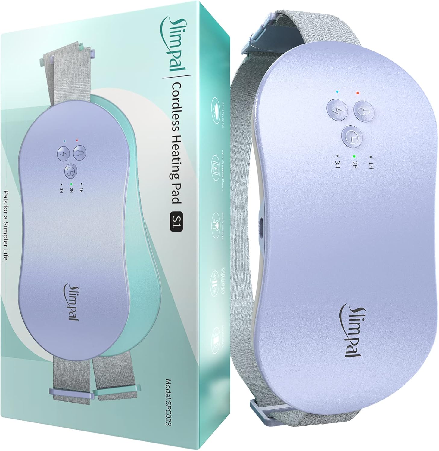Slimpal Portable Heating Pad for Period Cramps, Electric Cordless Wearable Heat Pad Belt for Menstrual Cramps Relief, 3 Timer Auto Off Setting, Stocking Stuffers Christmas Gifts Her Women Girl, Purple