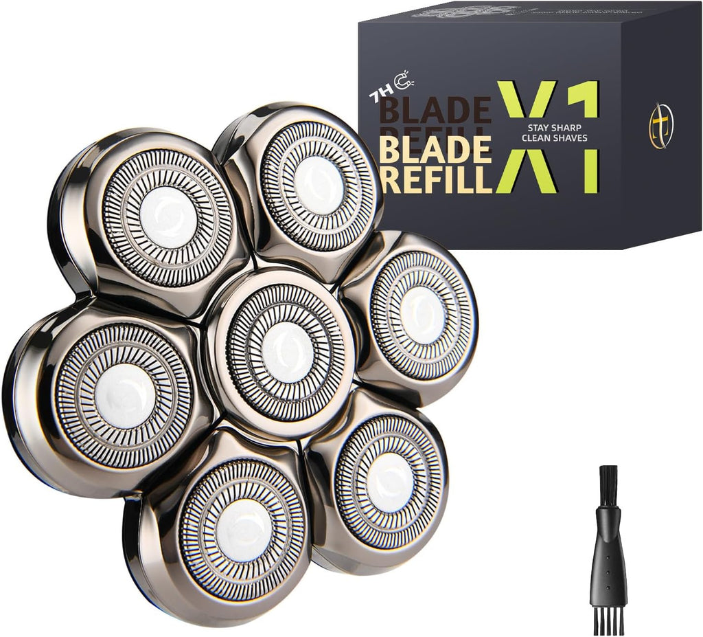 Magnetic Electric Razor Replacement Blades, 7D Floating Heads Wet Dry Beard Shaver Replacement Blade for Bald Men compatible with SHPAVVER, E-Hunter Electric Shavers