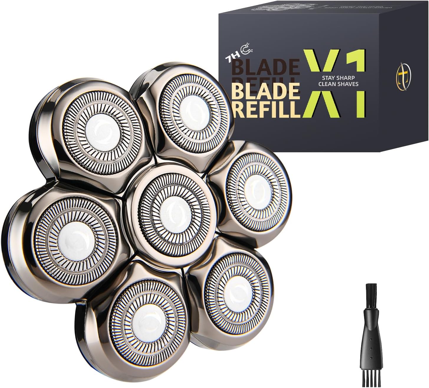 Magnetic Electric Razor Replacement Blades, 7D Floating Heads Wet Dry Beard Shaver Replacement Blade for Bald Men compatible with SHPAVVER, E-Hunter Electric Shavers