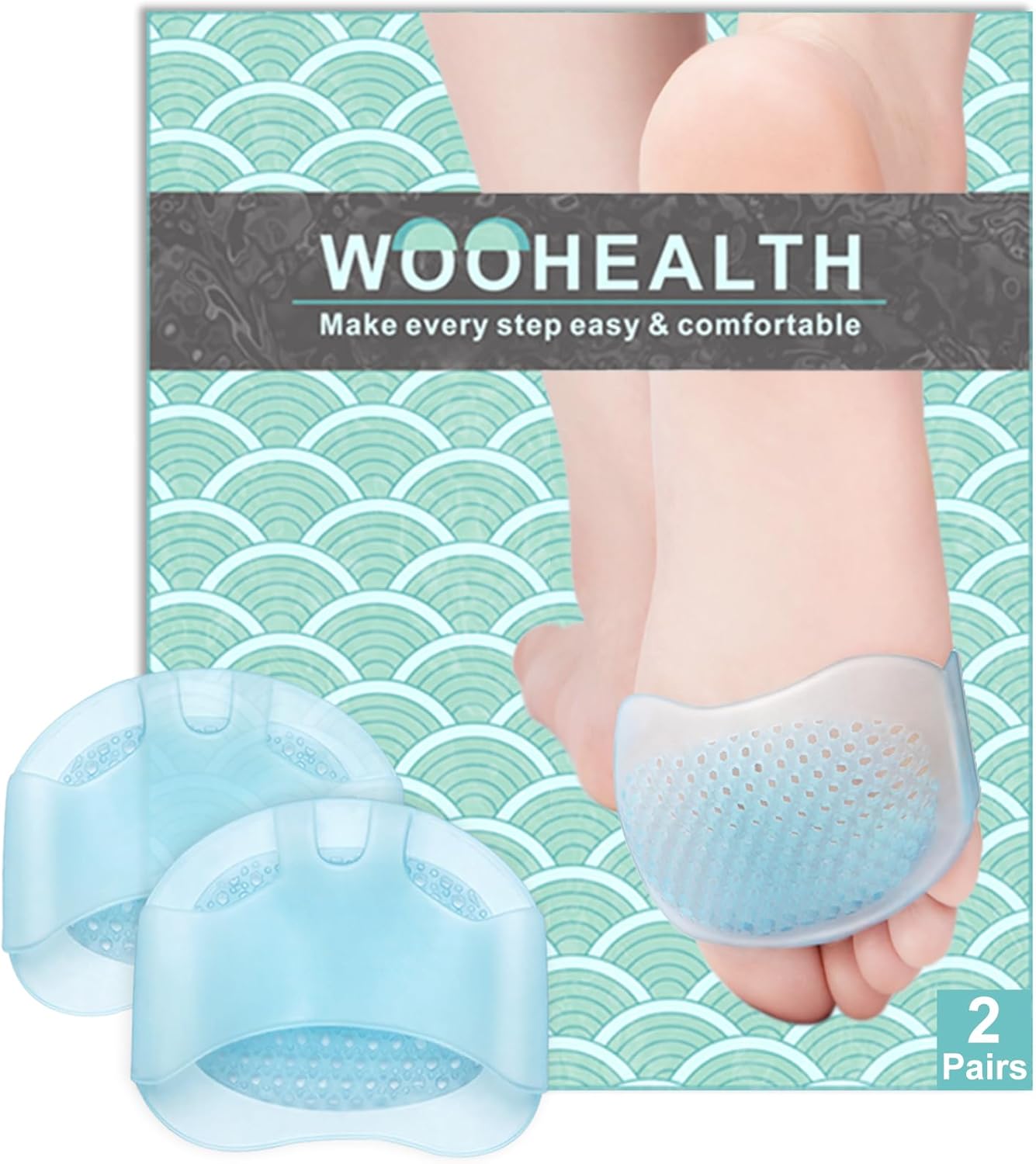 Metatarsal Pads for Women, Mortons Neuroma Pads (2 Pairs Ball of Foot Cushions Pads) for Callus, Metatarsalgia & Forefoot Pain Relief for Men & Women (Light Blue)