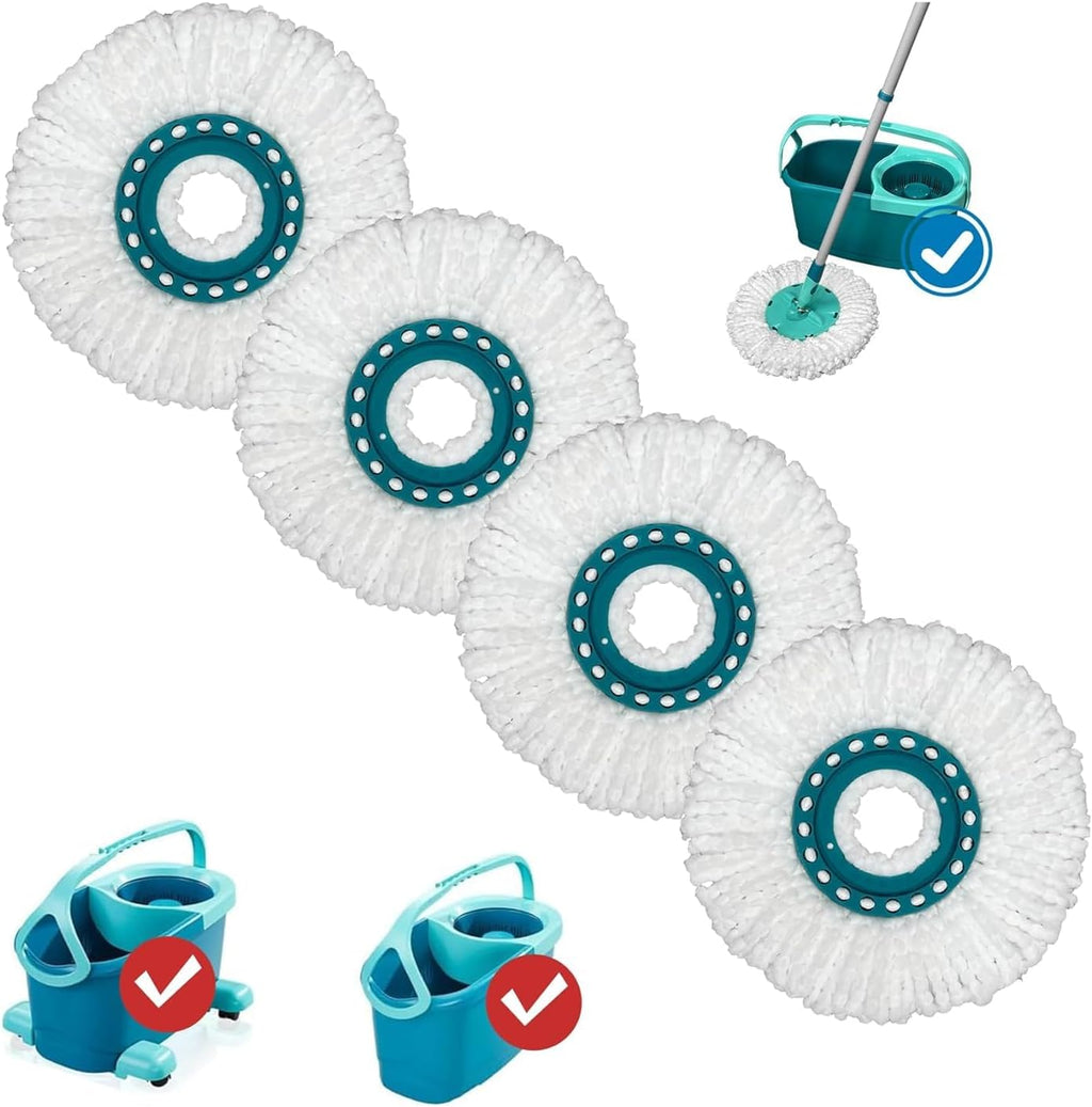 4 Pack Spin Mop Heads Replacement Compatible with Leifheit Clean Twist,Microfiber Head Mops for Leifheit Clean Twist Mop Systems,Dry Wet Clean All Hard-surfaced Floors Machine Washable