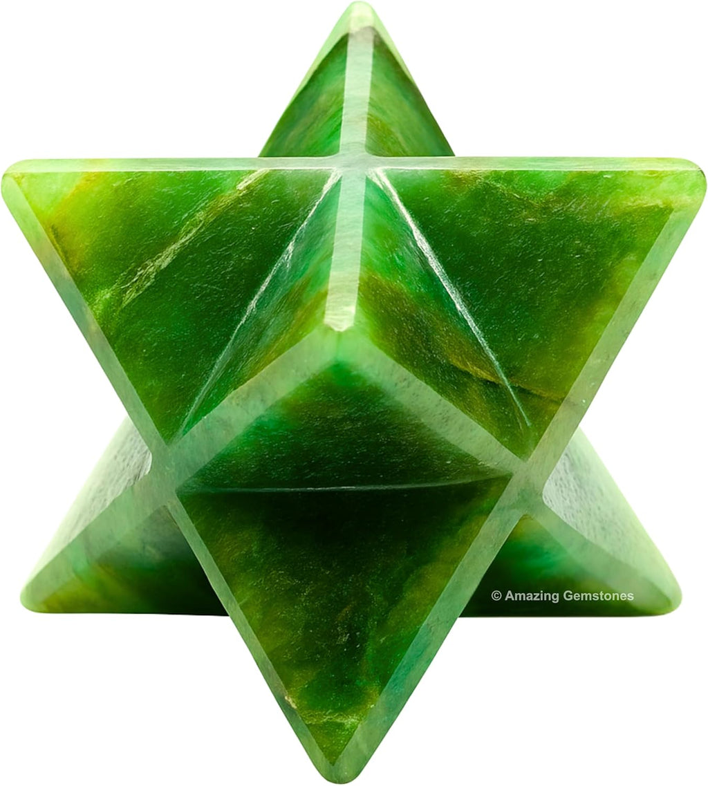 Amazing Gemstone Dark Green Aventurine Merkaba Crystal - 1 Inches Metaphysical Merkaba Star for Meditation - Energetic Tetrahedron Crystal and Healing Stones for Spiritual Growth & Healing (20-25mm)