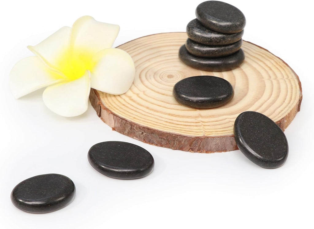 Master Massage Toes Basalt Hot Stone Pack – Beauty Facial Stones – Skin Care Heating Tools - Natural Black Basalt Massage Stone Set for Toes - 8-Piece Kit for Massage Spa, Relaxation, Healing