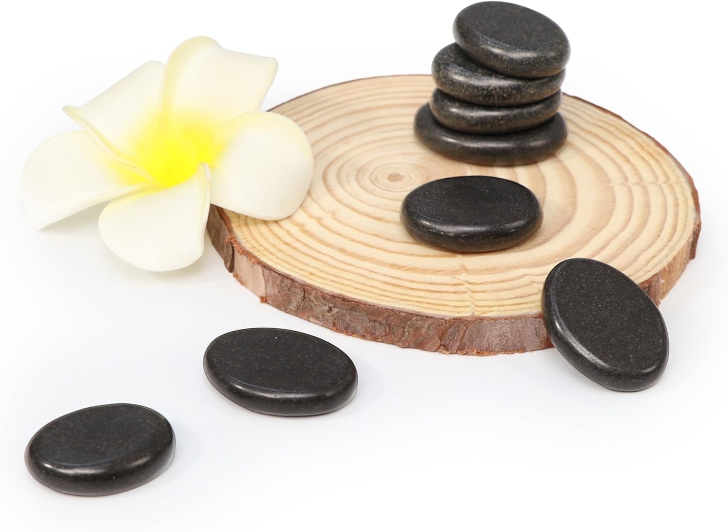 Master Massage Toes Basalt Hot Stone Pack – Beauty Facial Stones – Skin Care Heating Tools - Natural Black Basalt Massage Stone Set for Toes - 8-Piece Kit for Massage Spa, Relaxation, Healing
