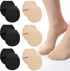 6 Pairs Ball of Foot Cushion Socks, No Show Liner Half Sock for Women Non-Slip Seamless Sandal Flat Socks Womens Toe Cover with Padding Toe Topper Liner Sock for Women Flats High Heels