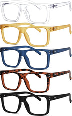 Eyekepper 5-pack Oversized Reading Glasses Square Large Frame Readers for Men and Women +1.50