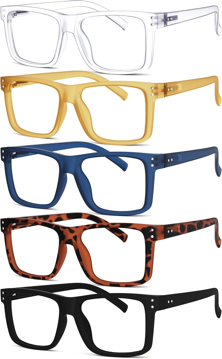 Eyekepper 5-pack Oversized Reading Glasses Square Large Frame Readers for Men and Women +2.75