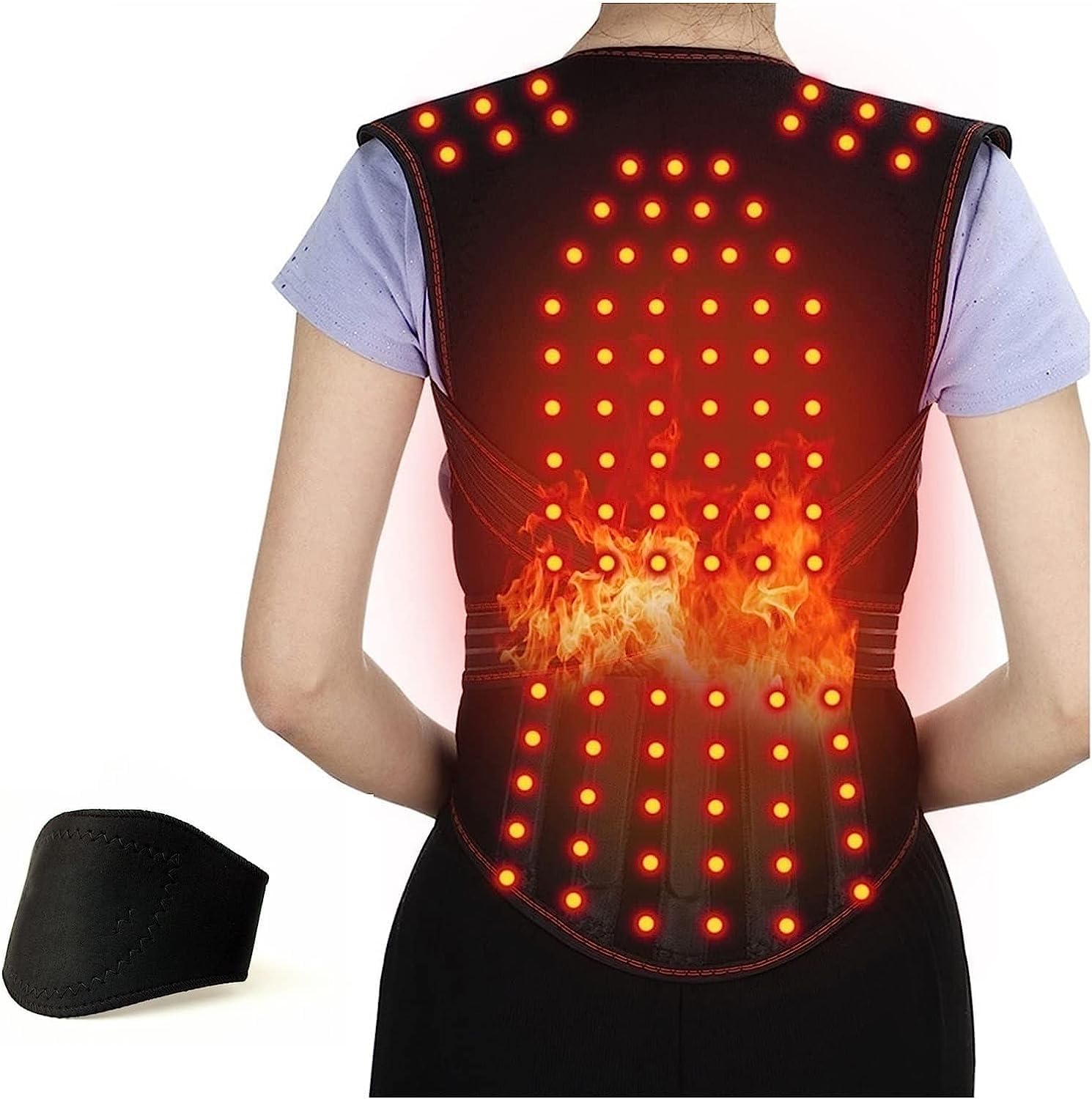 Magnetic Back Support Self-Heating Therapy Vest Full Back Support 108 Pieces Magnets Waist Back Brace Corrector Posture Belt Decompression Lumbar Spine Shoulder,XL