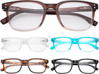 Eyekepper 5 Pack Large Reading Glasses - Square Readers for Men Women Reading +2.00