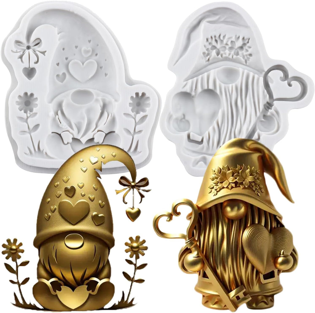 Lingzhi Christmas Gnome Fondant Molds Santa Claus Silicone Mold Dwarf Chocolate Mold for Cupcake Topper Cake Decoration Candy Sugar Craft Gum Paste Polymer Clay Set Of 2