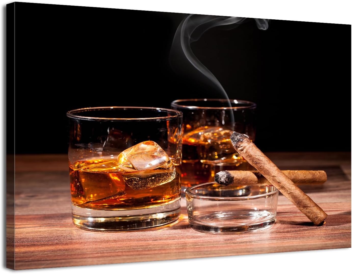 AIYISU Large Bar Wall Art Wine Wall Decor Still Life Canvas Prints Picture Retro Whisky Painting Rustic Bar Bourbon Goblet Poster Modern Artwork for Pub Restaurant Dining Room Home Decoration 32x48”