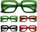 Eyekepper 5 Pack Square Reading Glasses for Women Stylish Readers Include 2 Pairs Green +1.25